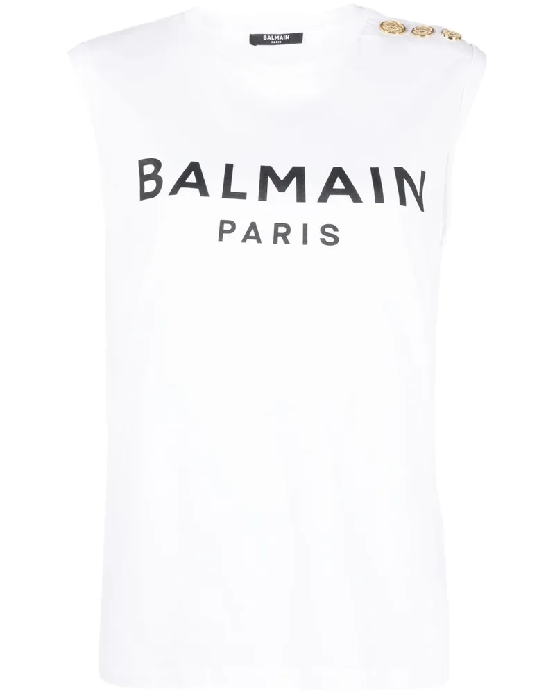 Balmain Tanktop mit Logo-Print - Weiß Weiß