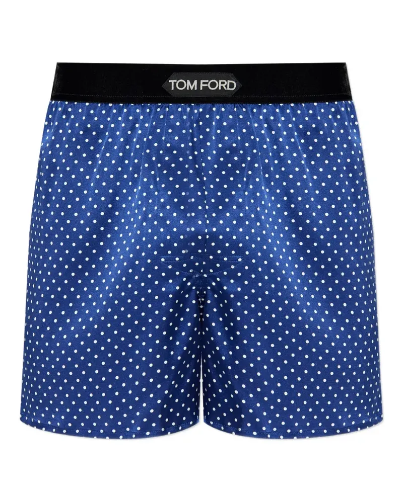 Tom Ford polka-dot pattern silk boxers - Blau Blau