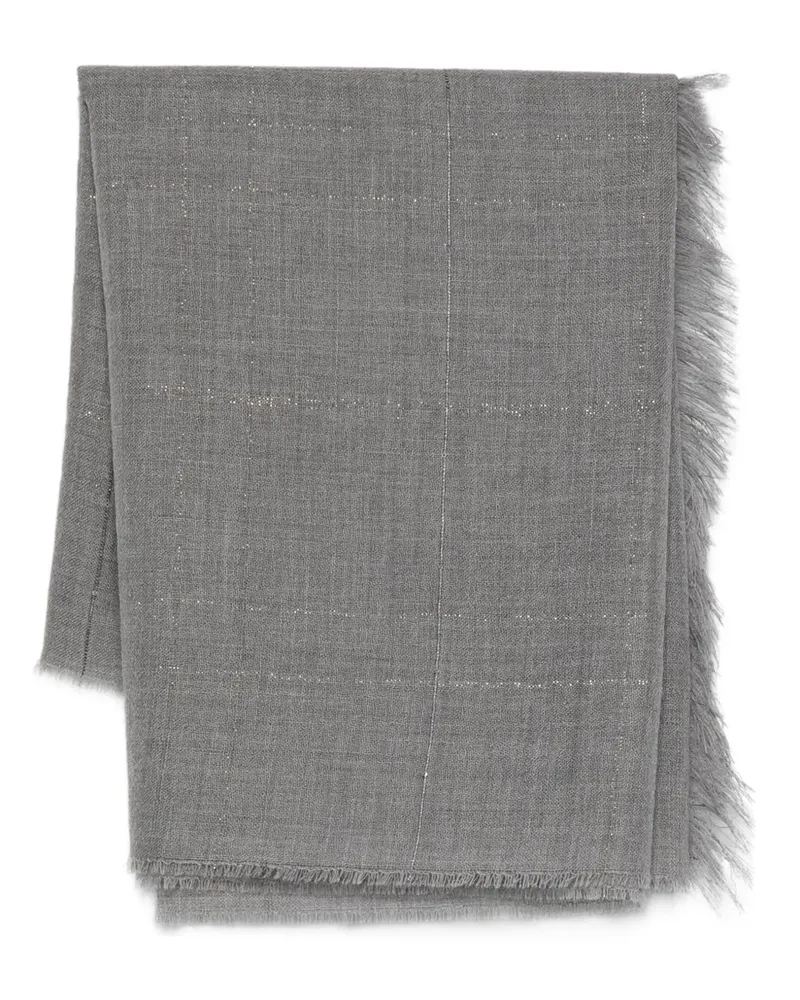 Peserico Schal im Metallic-Look mit Fransen - Grau Grau