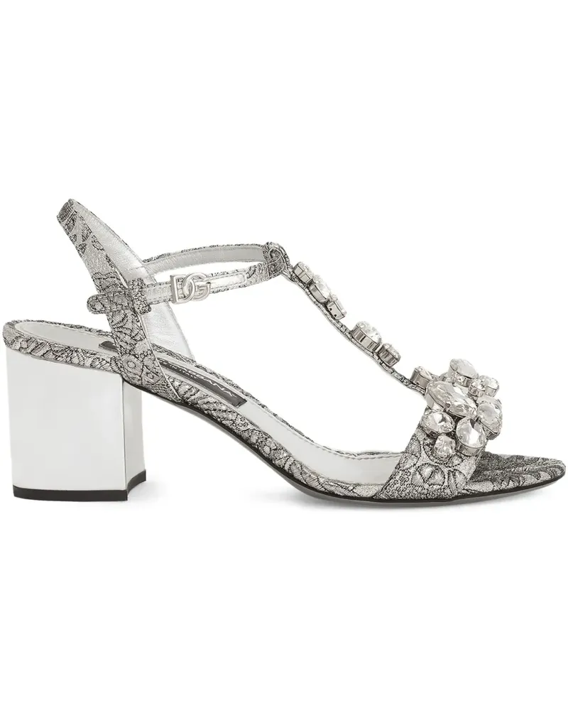 Dolce & Gabbana Brokat-Sandalen mit Stickerei 60mm - Silber Silber