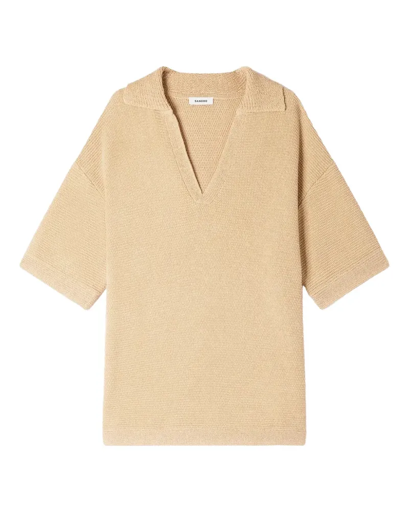 Sandro Gestricktes Poloshirt - Nude Nude