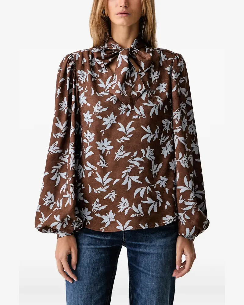 Fracomina Schluppenbluse mit Blumenprint - Braun Braun