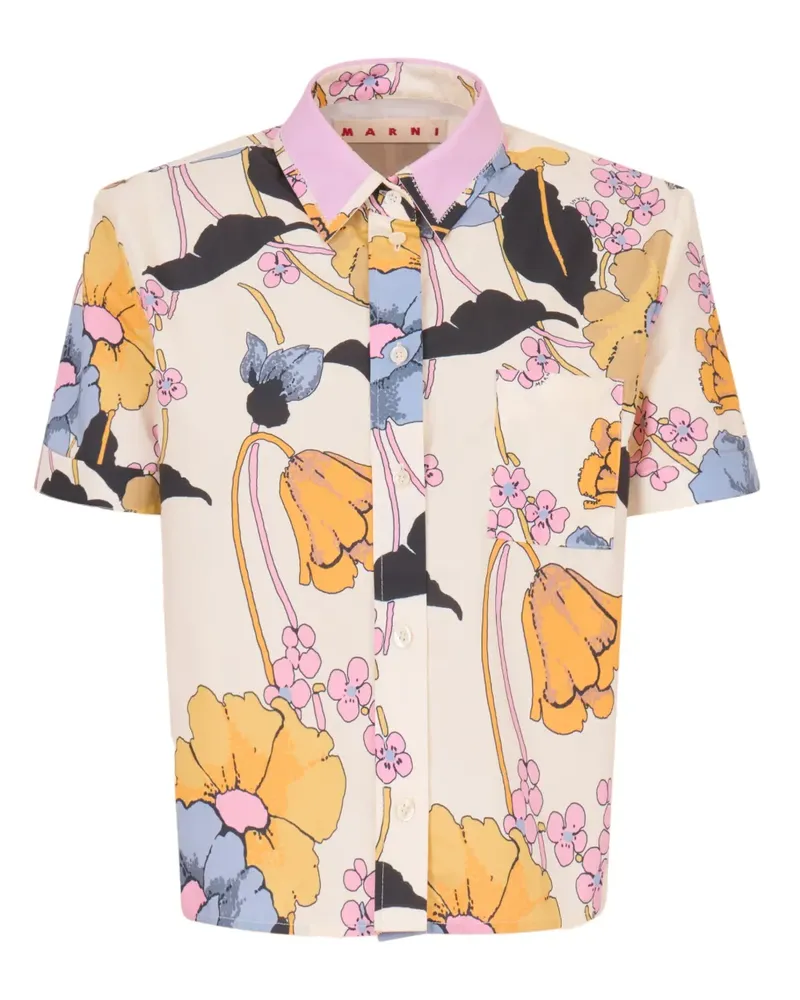 Marni Geblümtes Hemd mit Tasche - Nude Nude