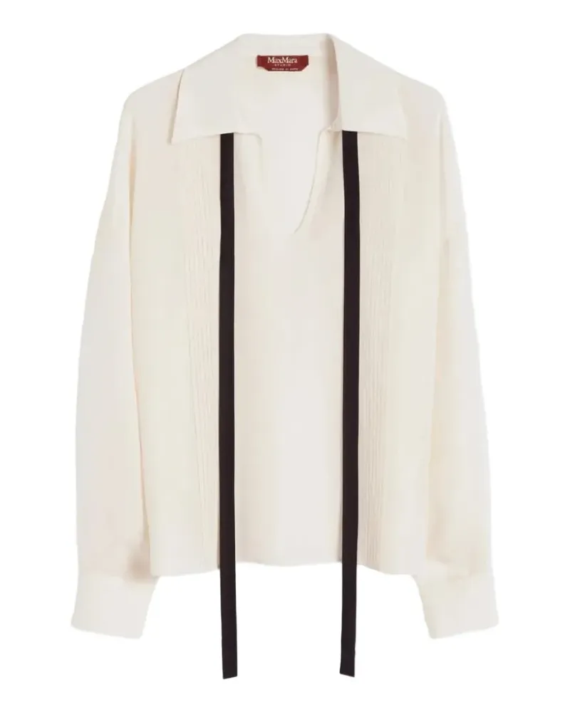 Max Mara Colono bow-collar shirt - Nude Nude