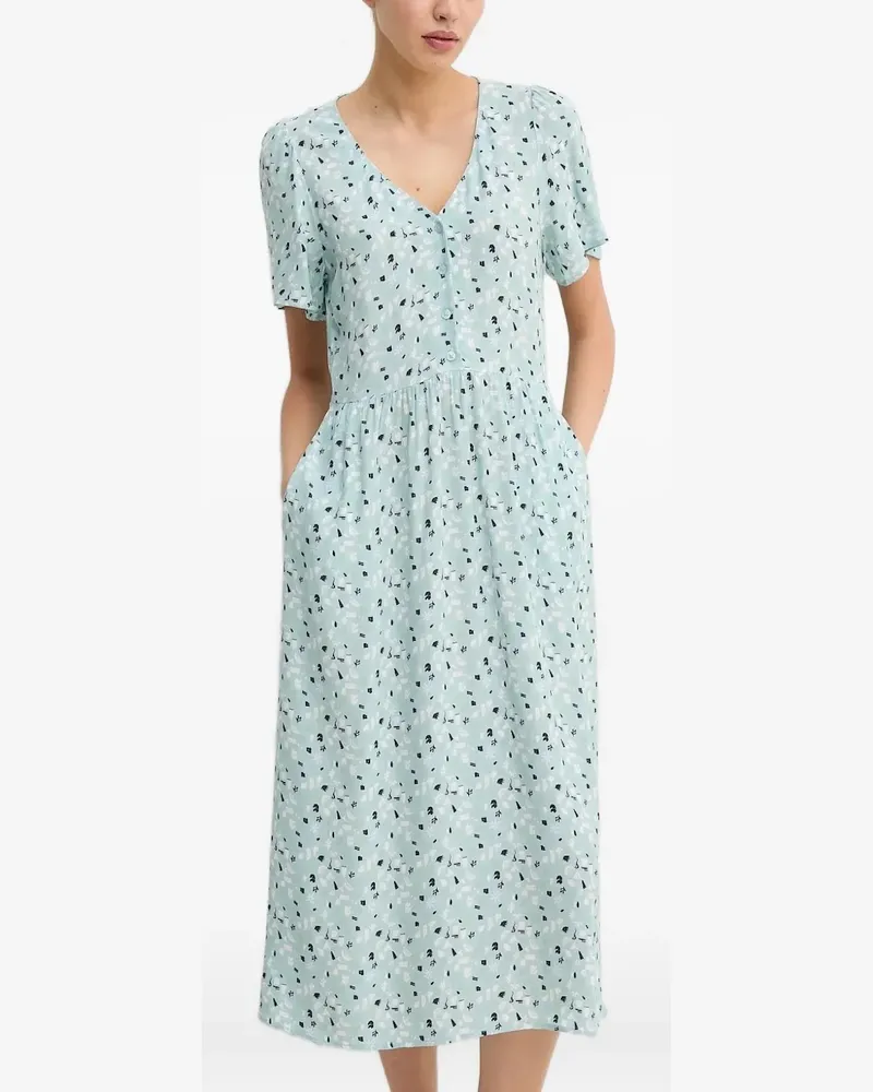 Marc O'Polo Midikleid mit Blumen-Print - Blau Blau