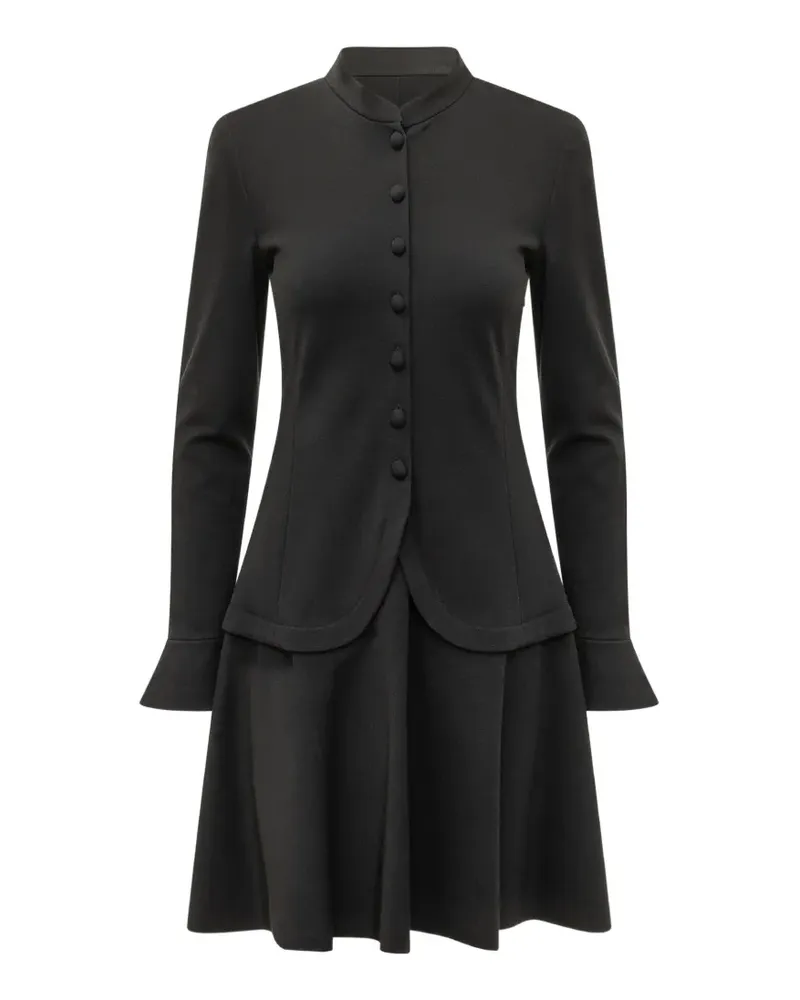 Emporio Armani Ungefüttertes Kleid aus Stretch-Viskose mit überzogenen Knöpfen - Schwarz Schwarz