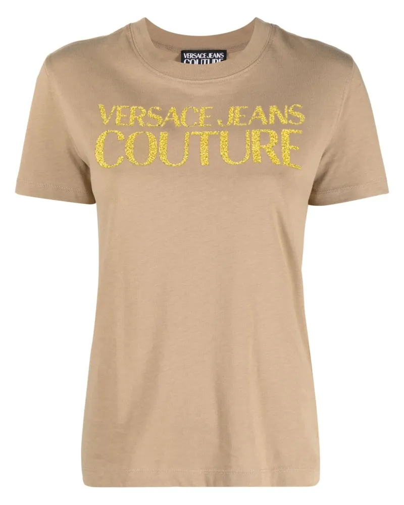 Versace Jeans T-Shirt mit Logo-Print - Nude Nude