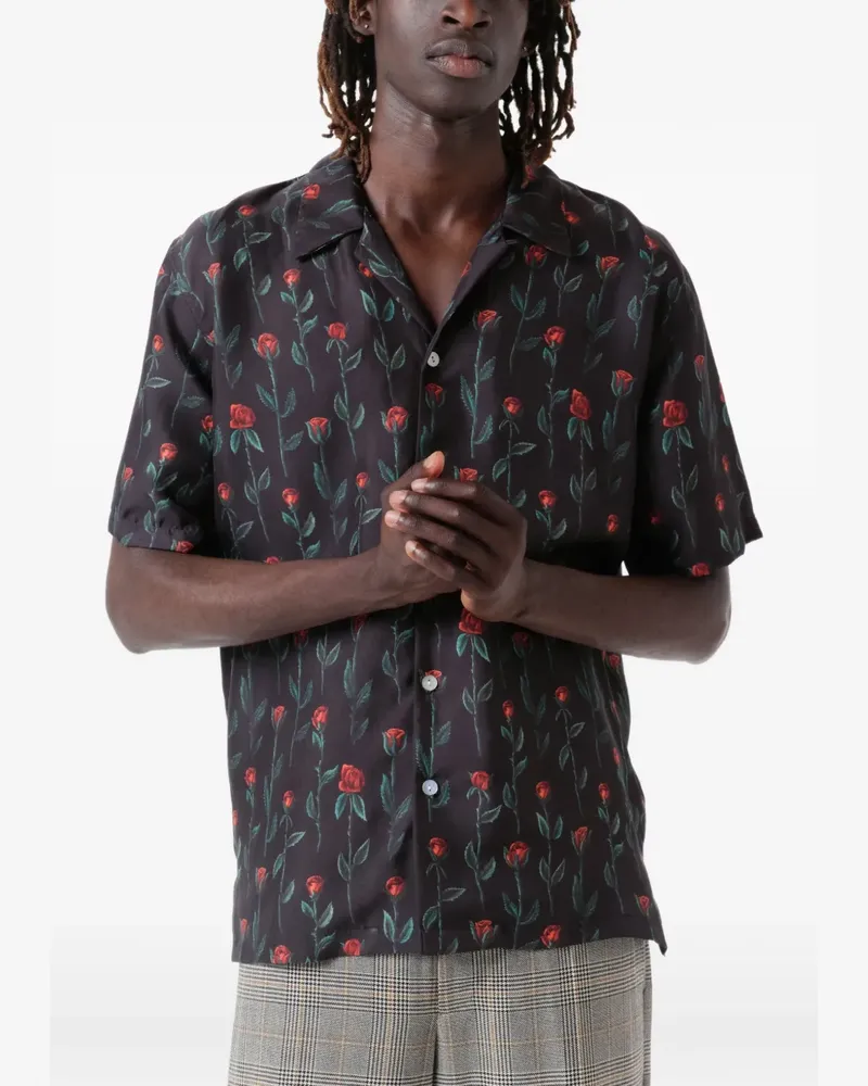 ENDLESS JOY Hemd mit Rosen-Print - Schwarz Schwarz