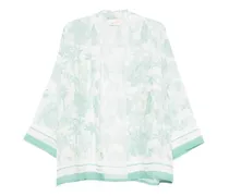 Carly Kimono mit Dschungel-Print - Weiß