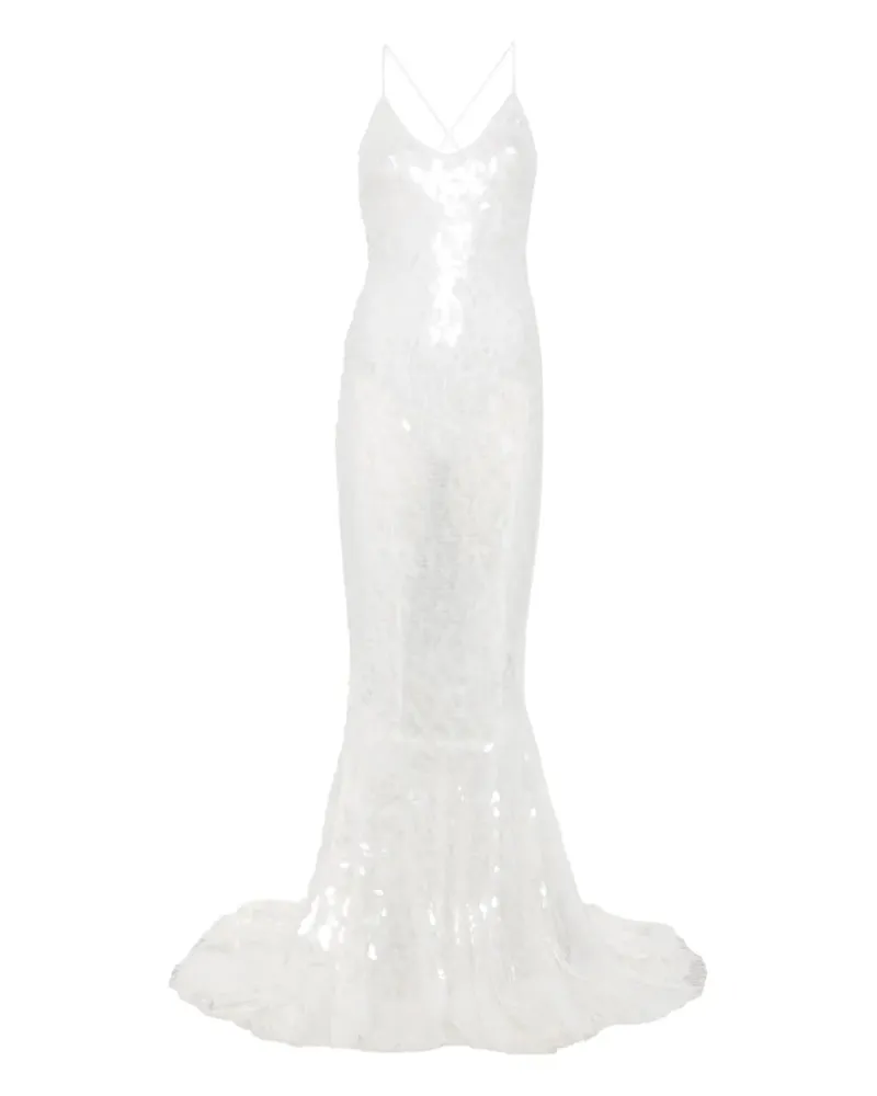 Norma Kamali Fara Abendkleid mit Pailletten - Weiß Weiß