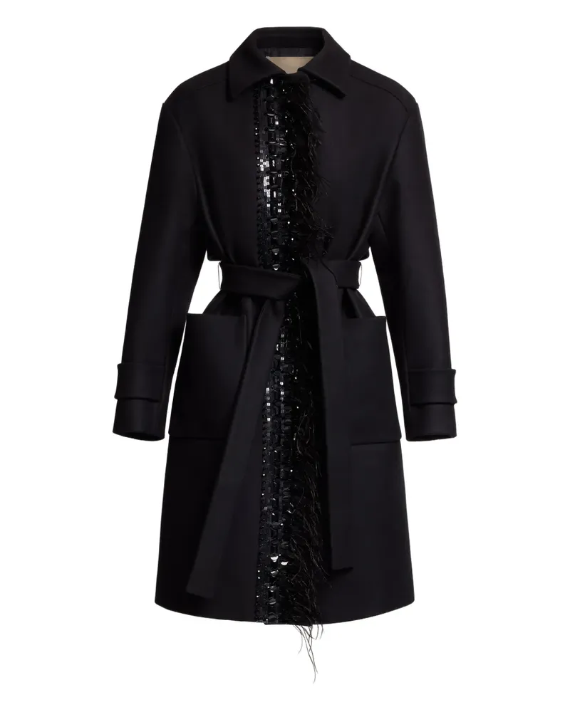 Elie Saab Mantel mit Federn - Schwarz Schwarz
