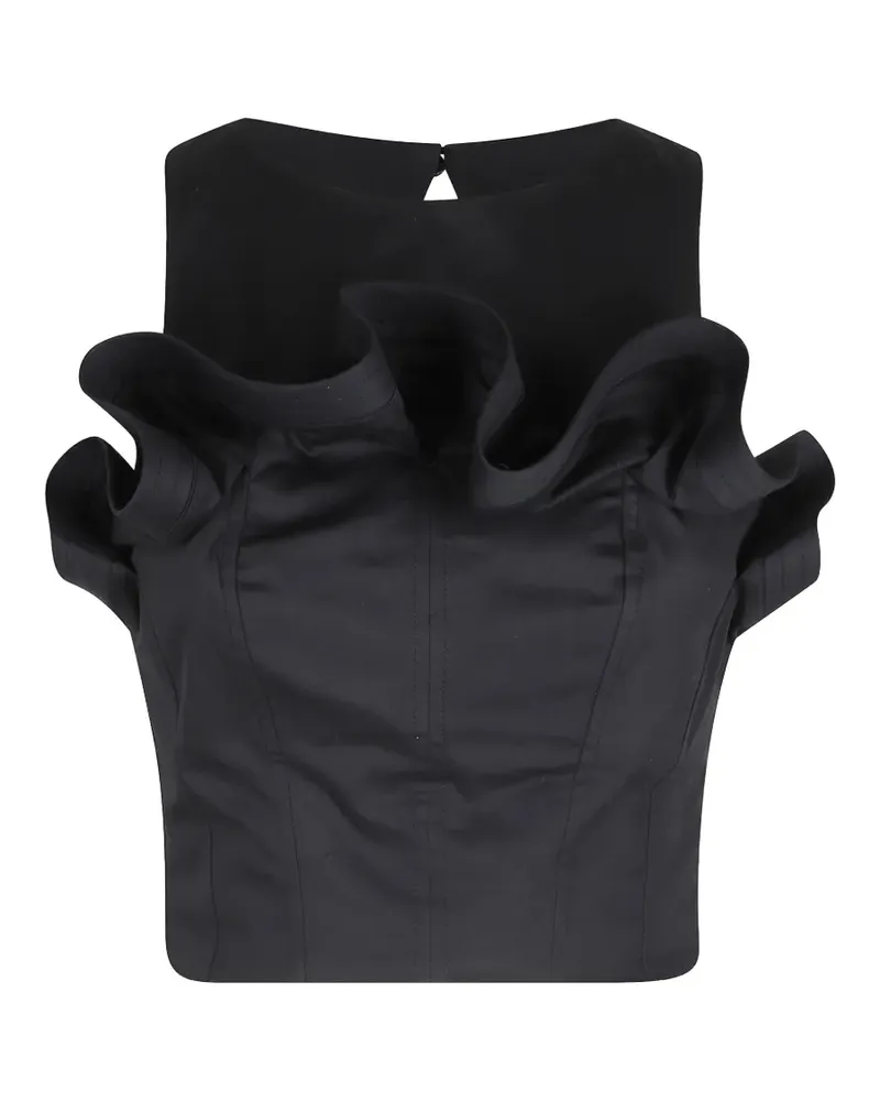Elisabetta Franchi ruffled cropped top - Schwarz Schwarz