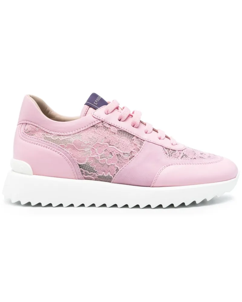 Le Silla Sneakers mit floraler Spitze Rosa