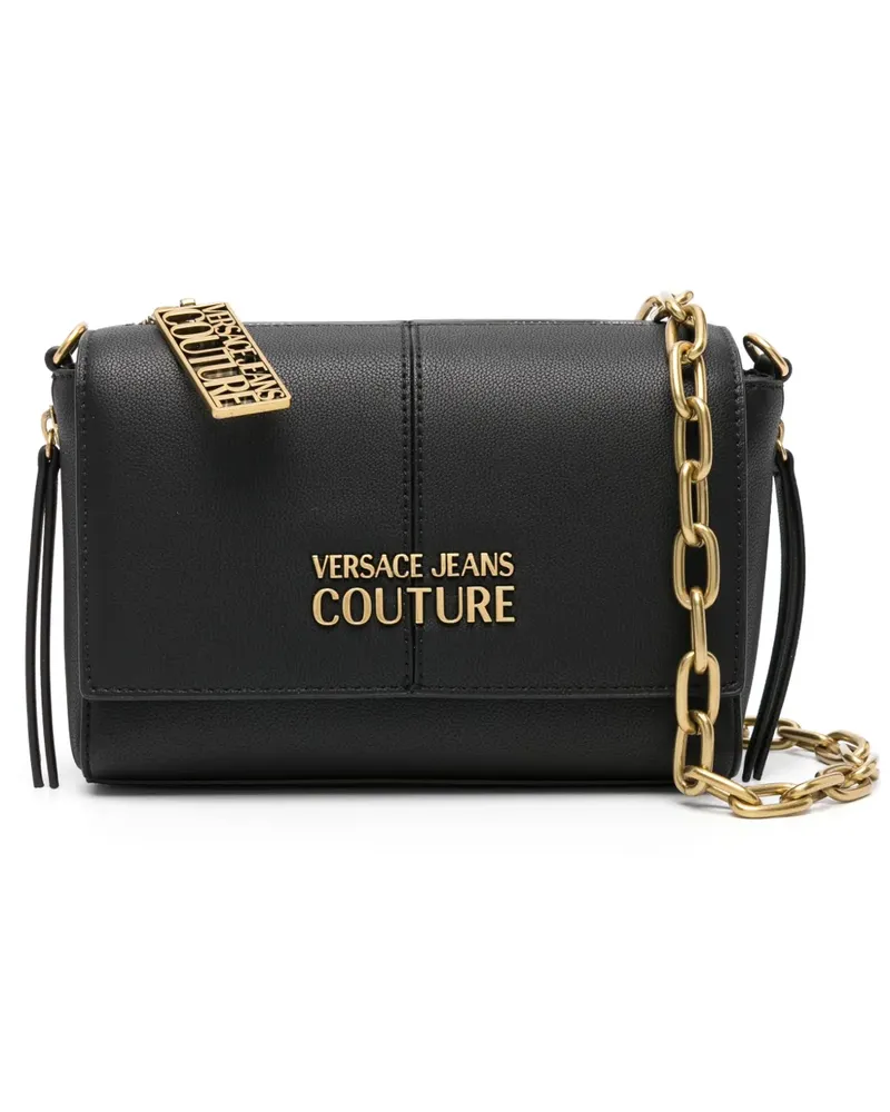 Versace Jeans Umhängetasche mit Logo-Schild - Schwarz Schwarz