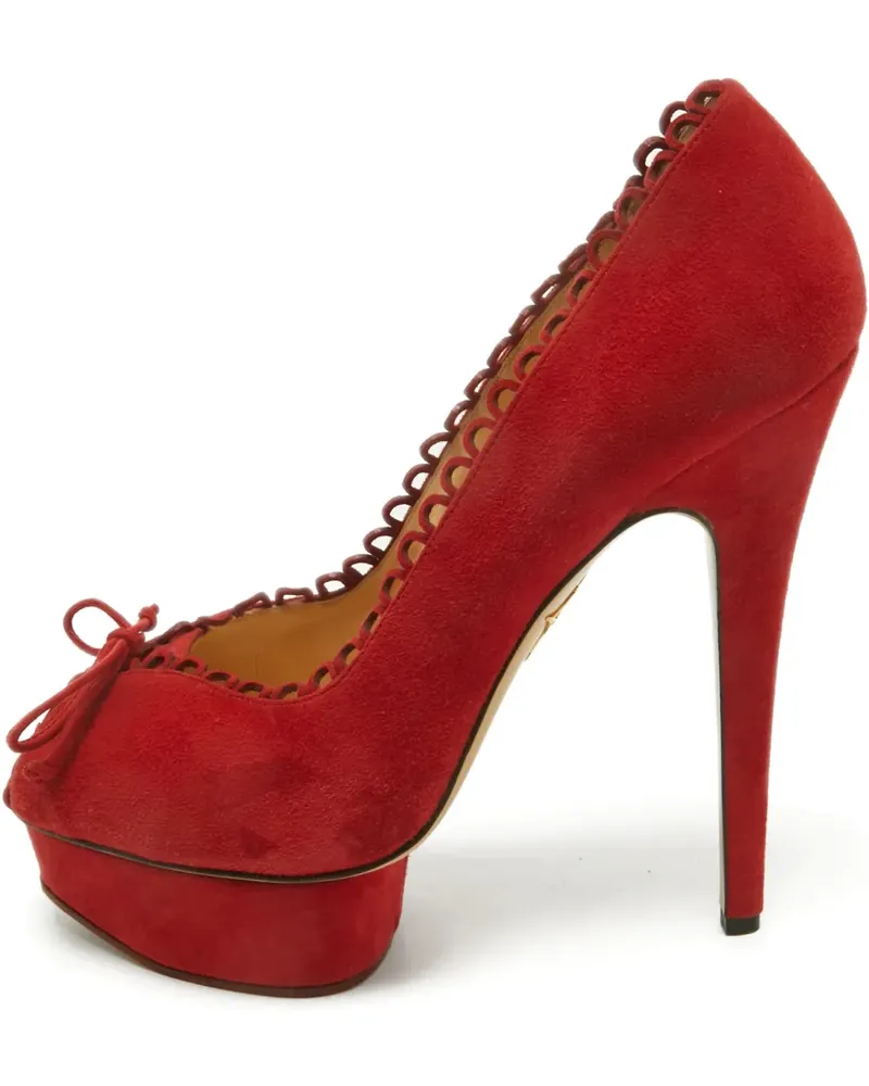 Charlotte Olympia scalloped-trim platform pumps - Rot Rot
