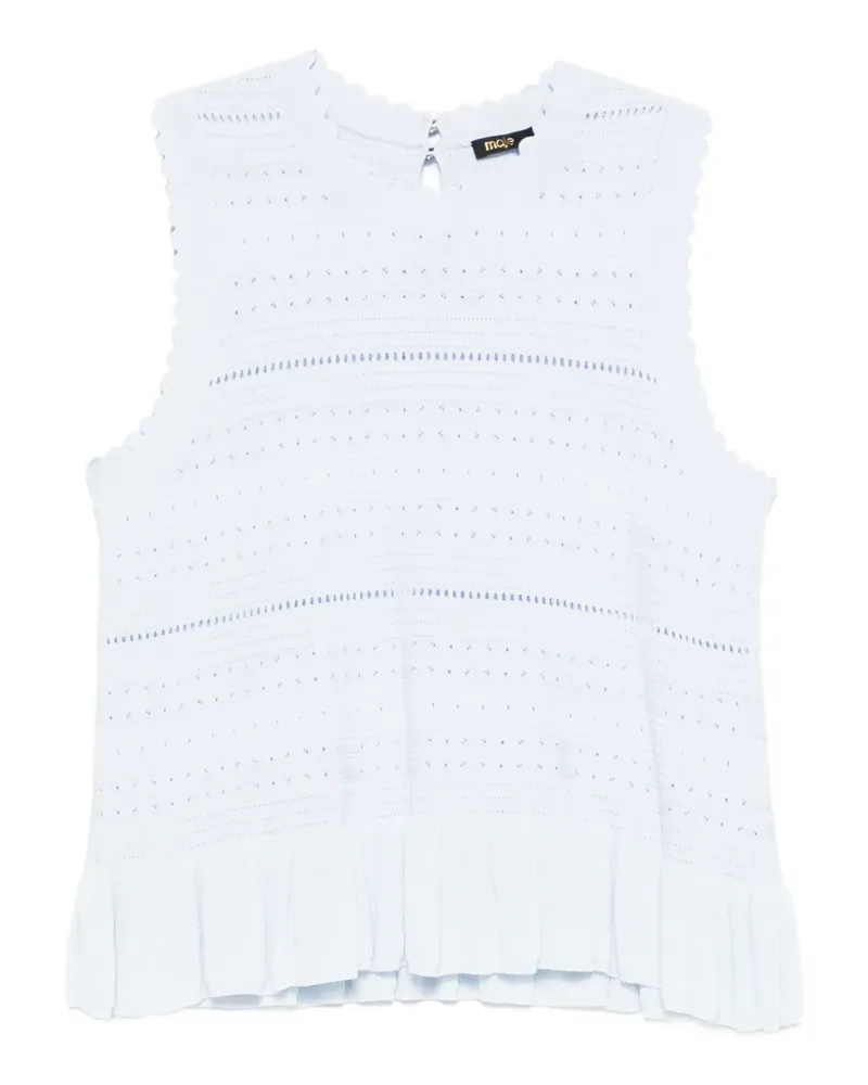 Maje Gestricktes Top mit Rüschen - Blau Blau