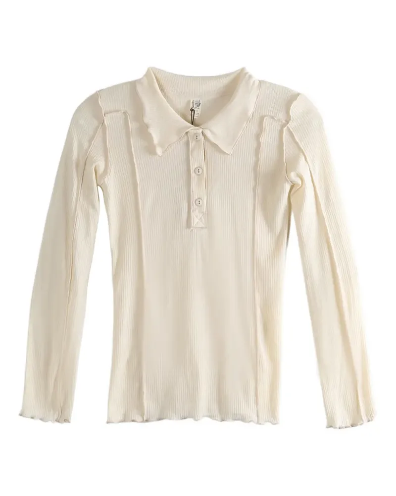 Baserange ruffled polo shirt - Nude Nude