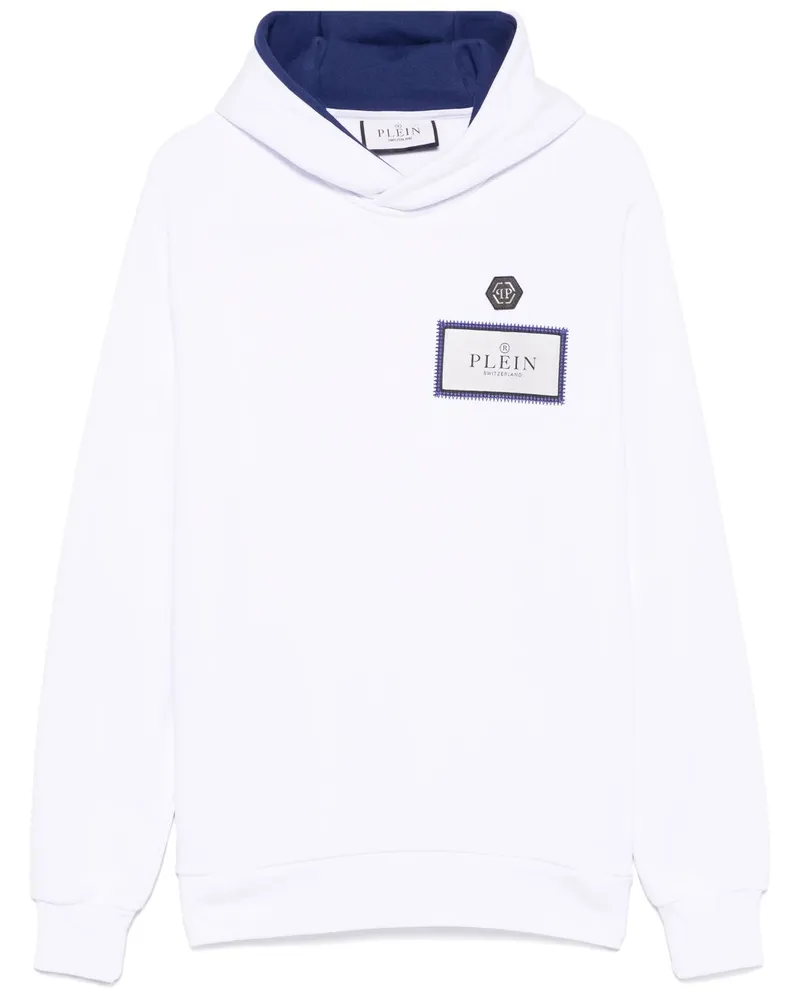 Philipp Plein Hoodie mit Logo-Patch - Weiß Weiß