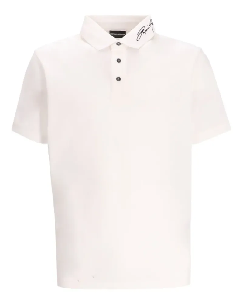 Emporio Armani Poloshirt mit ikonischem Kragen - Weiß Weiß