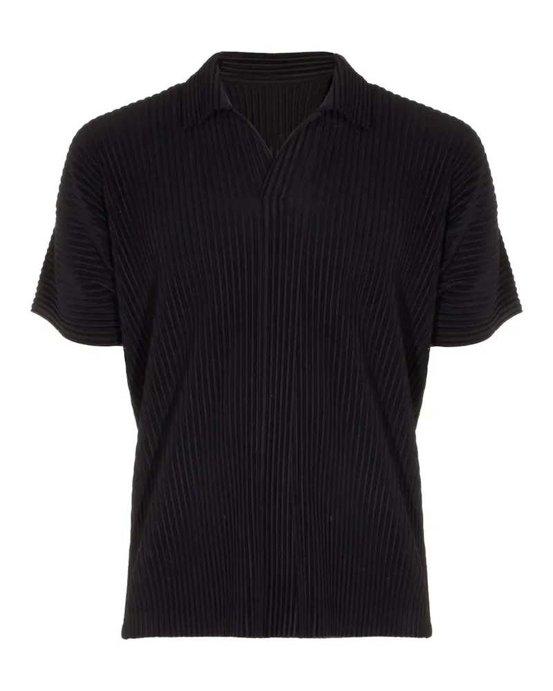 Issey Miyake pleated polo shirt - Schwarz Schwarz
