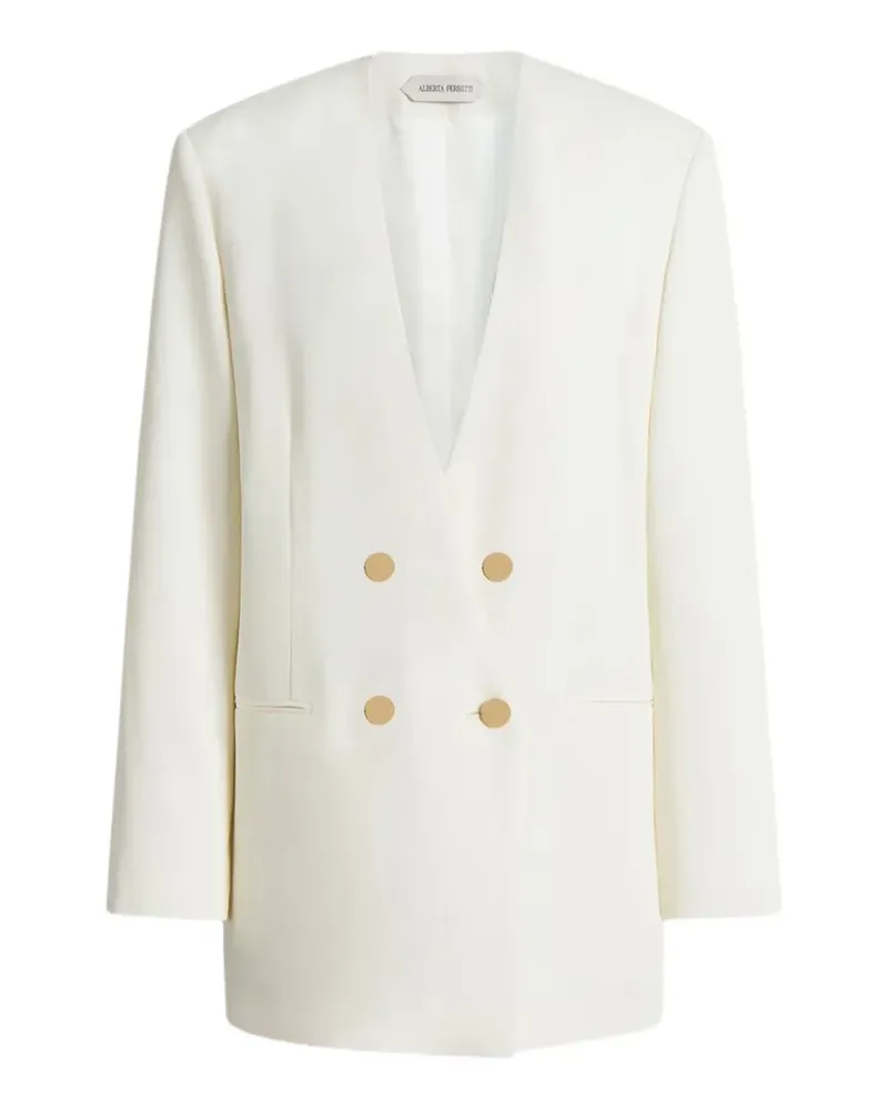 Alberta Ferretti double-breasted gold-button jacket - Nude Nude