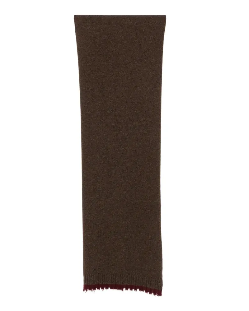 Uma Wang frayed-edge ribbed-trim scarf - Braun Braun