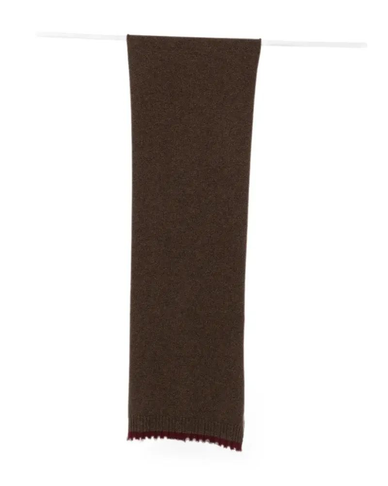 Uma Wang frayed-edge ribbed-trim scarf - Braun Braun