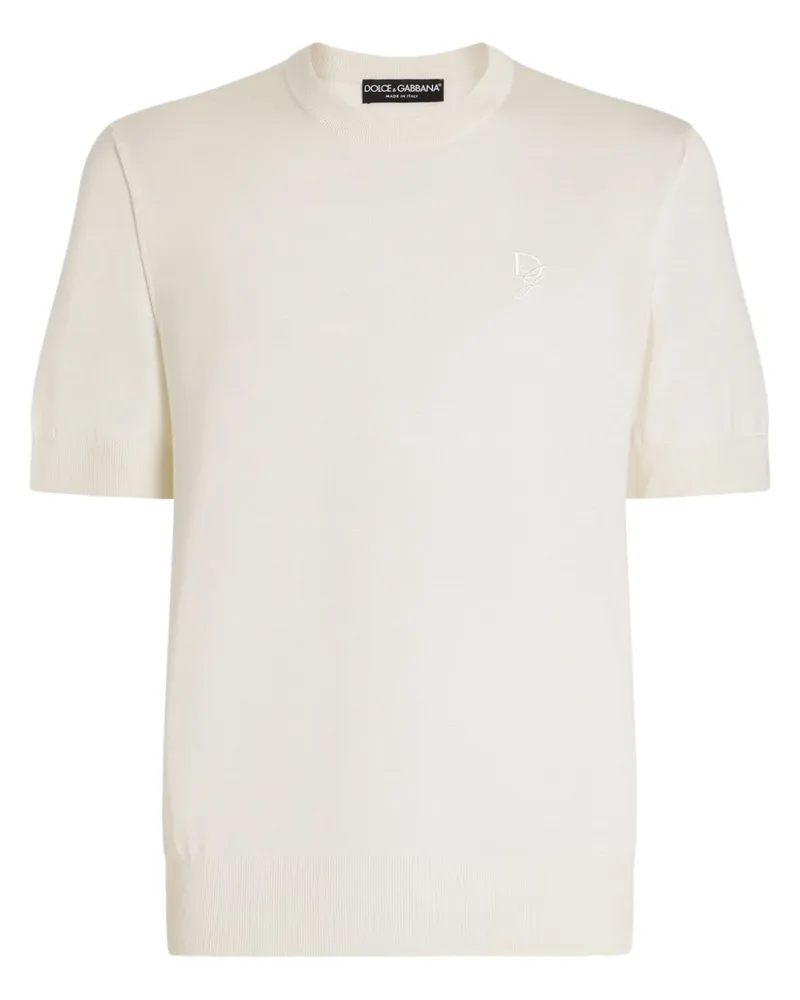 Dolce & Gabbana T-Shirt mit Logo-Stickerei - Weiß Weiß