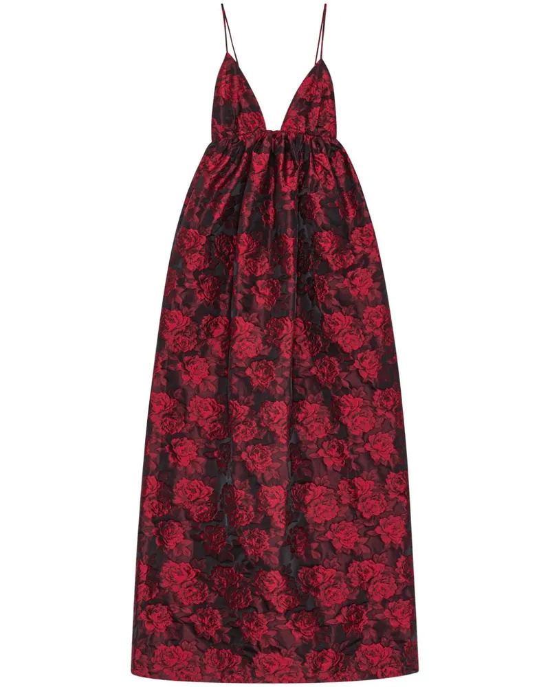 Ganni Midikleid mit botanischem Print - Rot Rot