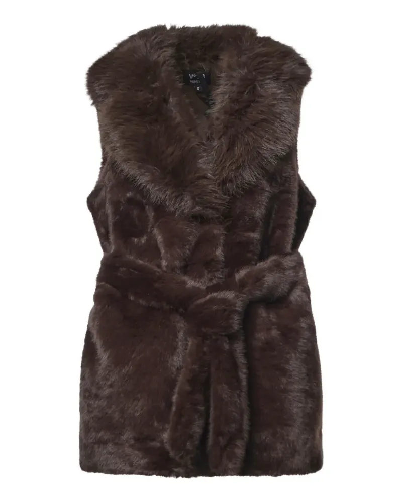V°73 faux-fur belted gilet - Braun Braun