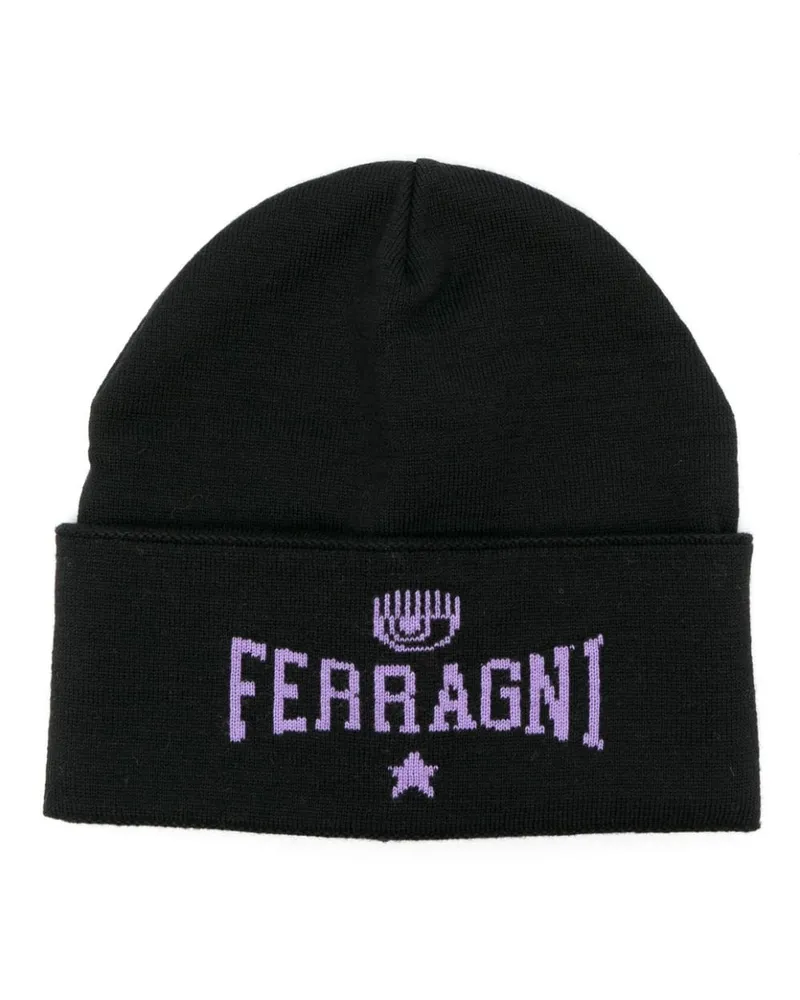 Chiara Ferragni Intarsien-Mütze mit Logo - Schwarz Schwarz