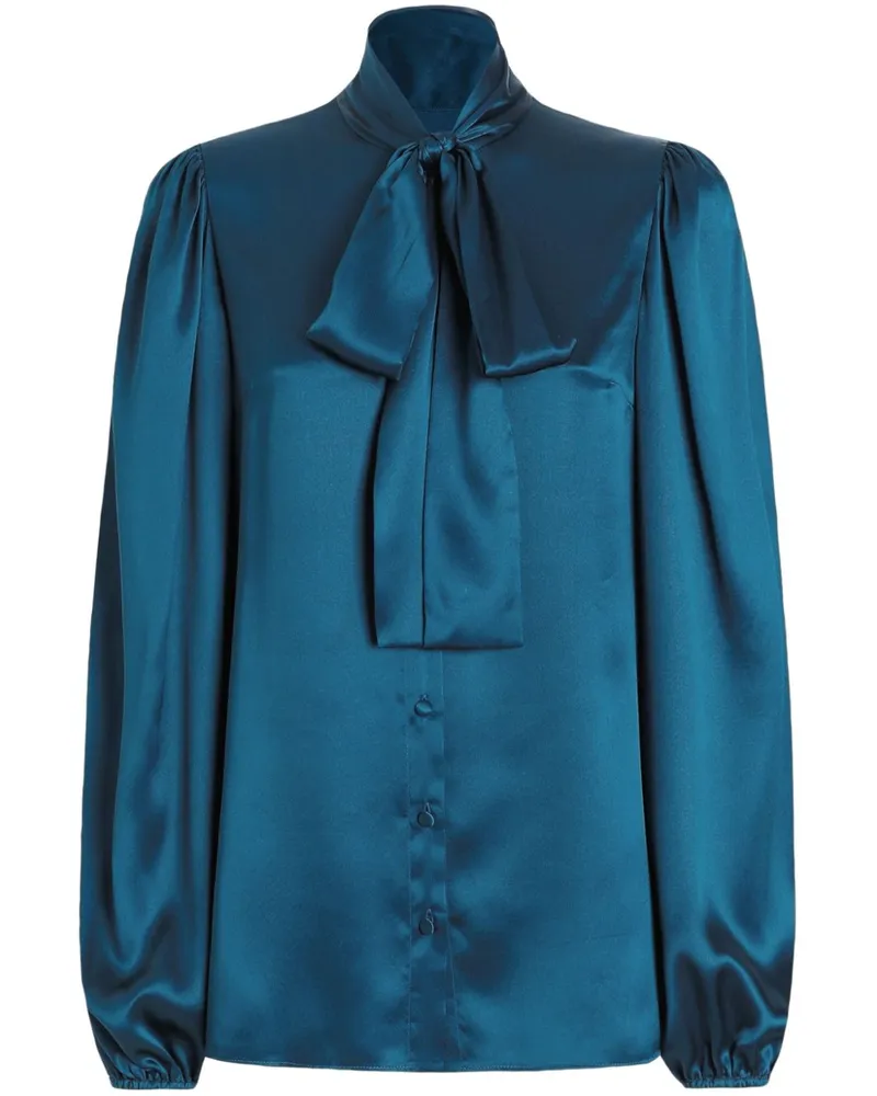 Dolce & Gabbana Bluse mit Schleifenkragen - Blau Blau