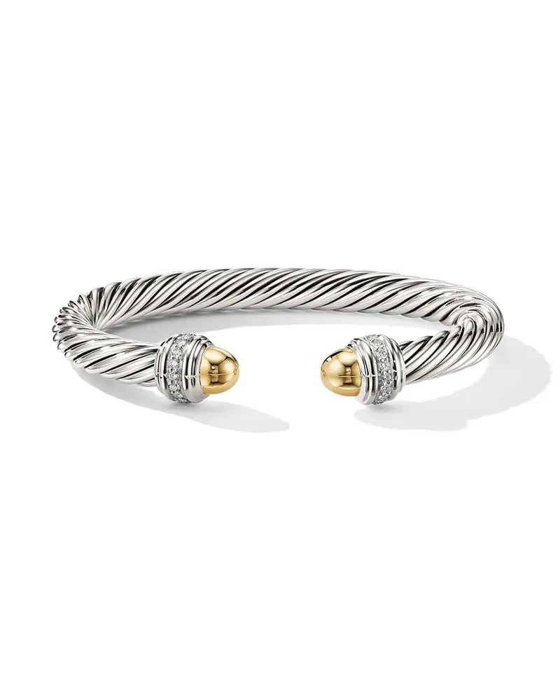 David Yurman 14kt Cable Classics Gelbgold- und Sterlingsilber-Armband Silber