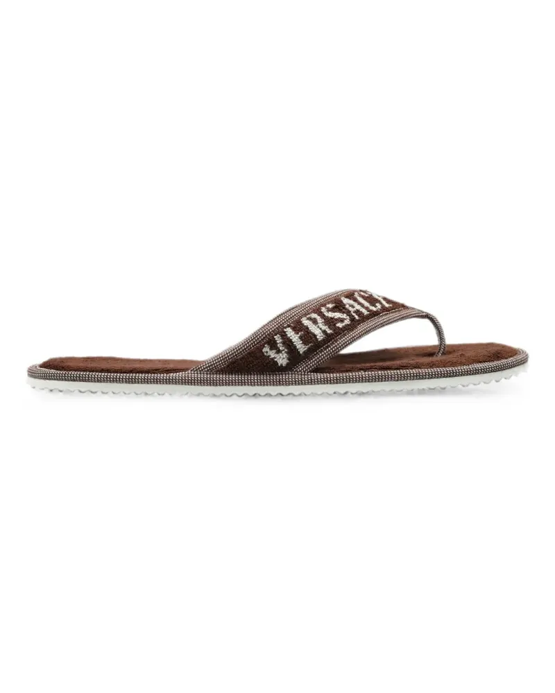 Versace Flip-Flops mit Logo-Stickerei - Braun Braun