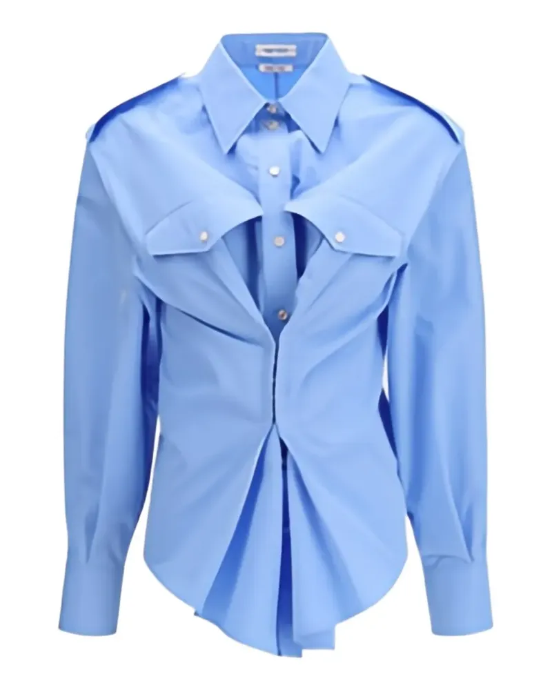 Alexander McQueen gathered shoulder-tab shirt - Blau Blau