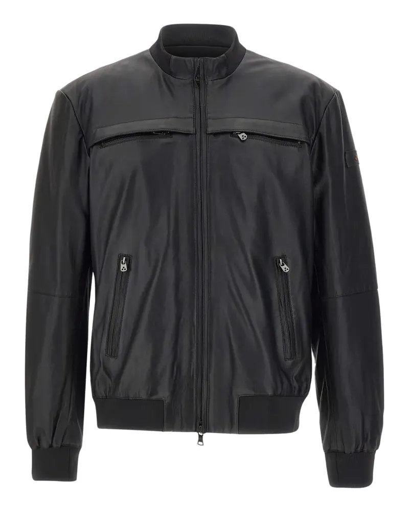 Peuterey Lederjacke mit Stehkragen - Schwarz Schwarz