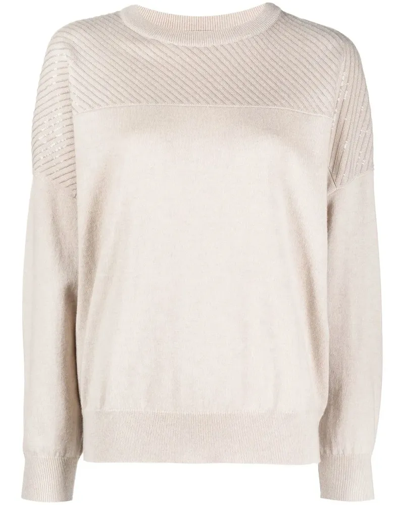 Brunello Cucinelli Kaschmirpullover mit Pailletten - Nude Nude