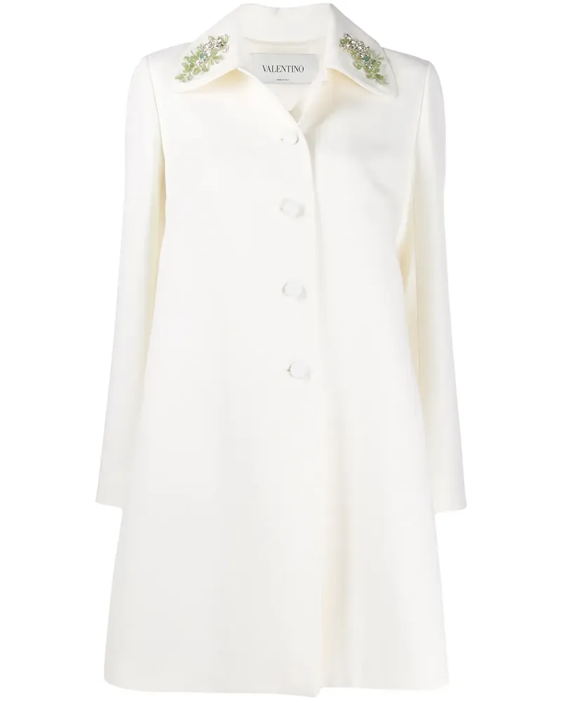 Valentino Garavani Mantel mit besticktem Kragen - Weiß Weiß