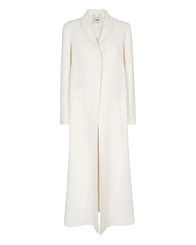 Fendi Einreihiger Leinenmantel - Weiß Weiß