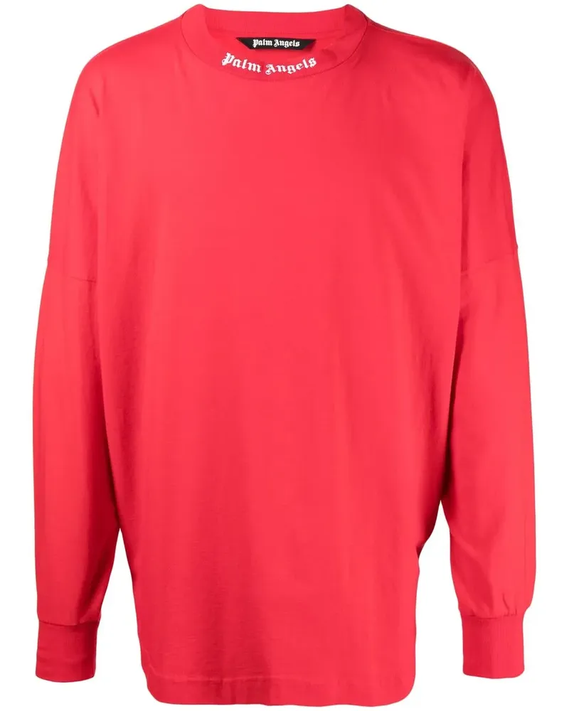 Palm Angels Langarmshirt mit Logo-Print - Rot Rot