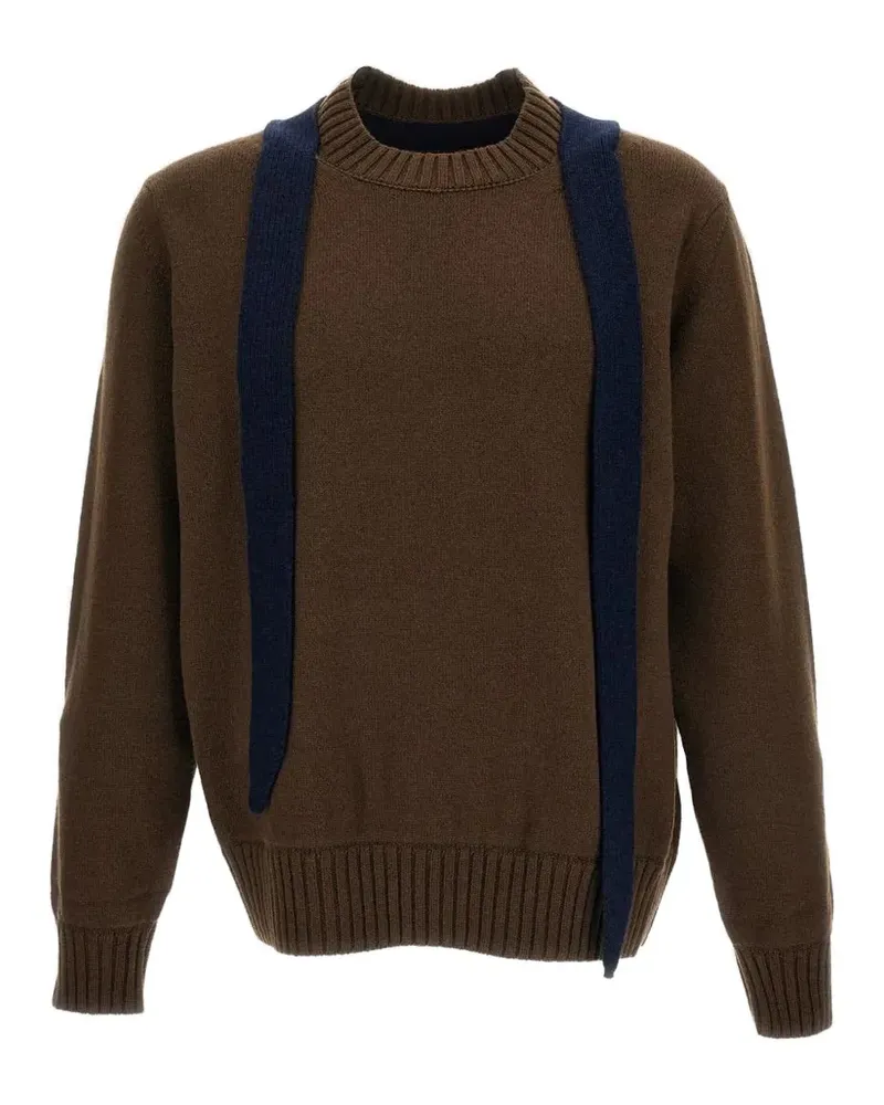 Sacai Pullover mit Schaldetail - Braun Braun
