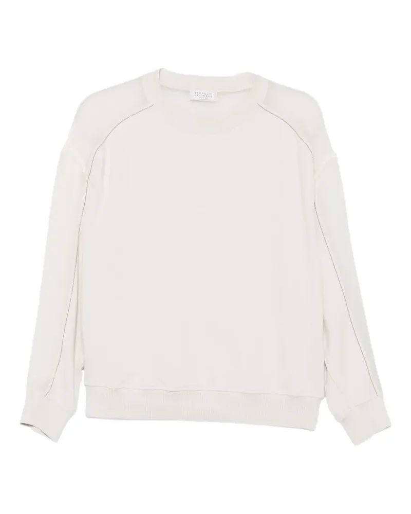 Brunello Cucinelli sheer-panel monili-chain sweatshirt - Nude Nude