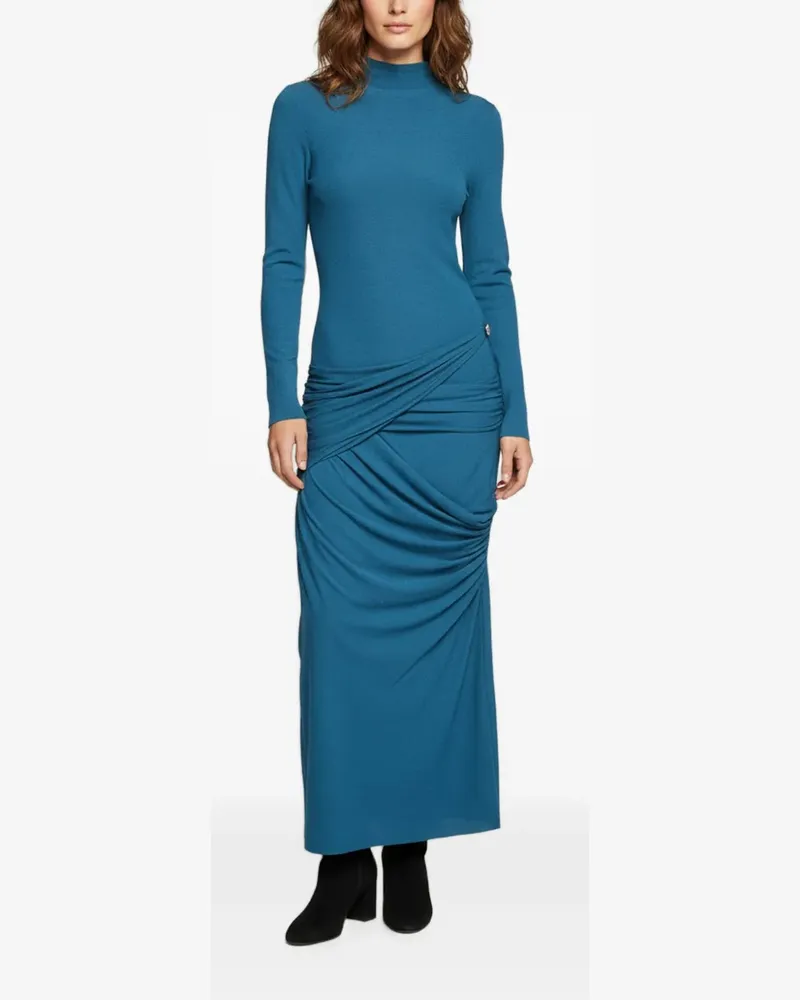 FourTwoFour on Fairfax draped long-sleeve dress - Blau Blau