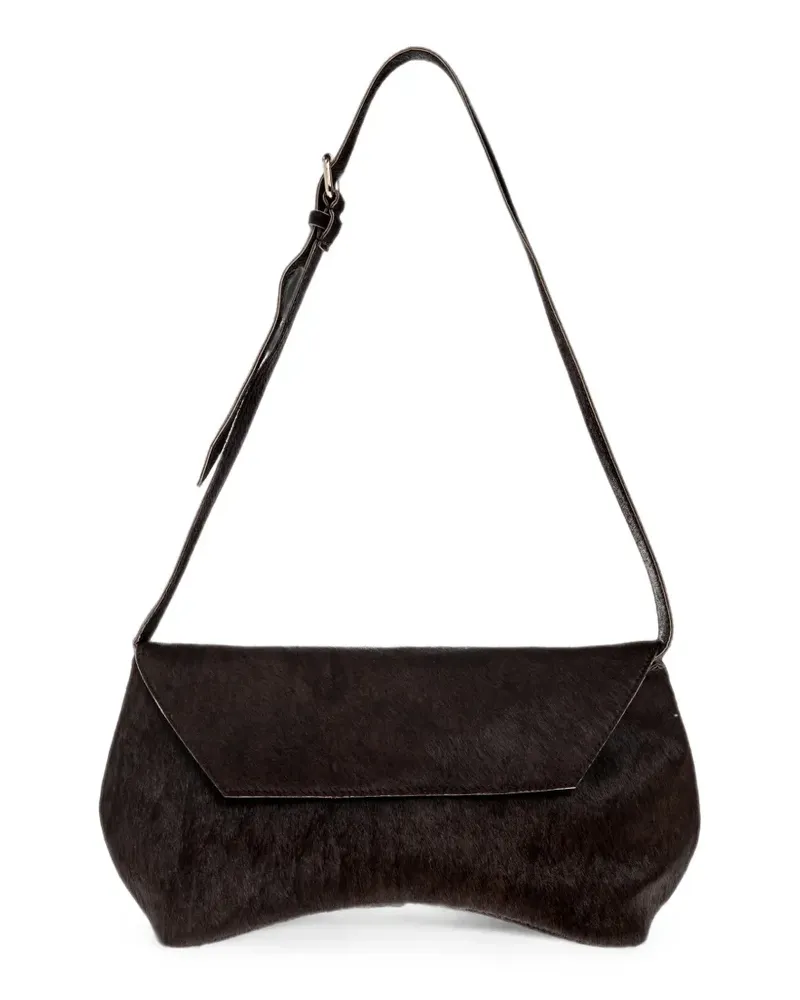 Gestuz Gzwedala Schultertasche aus Leder mit Ponyhaar - Braun Braun