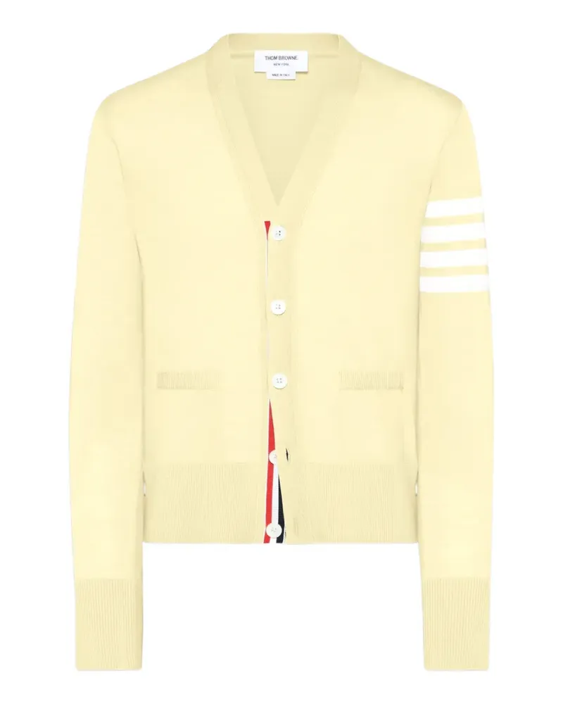 Thom Browne 4-Bar Cardigan mit V-Ausschnitt - Gelb Gelb