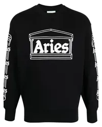 Aries Pullover mit Logo-Print Schwarz