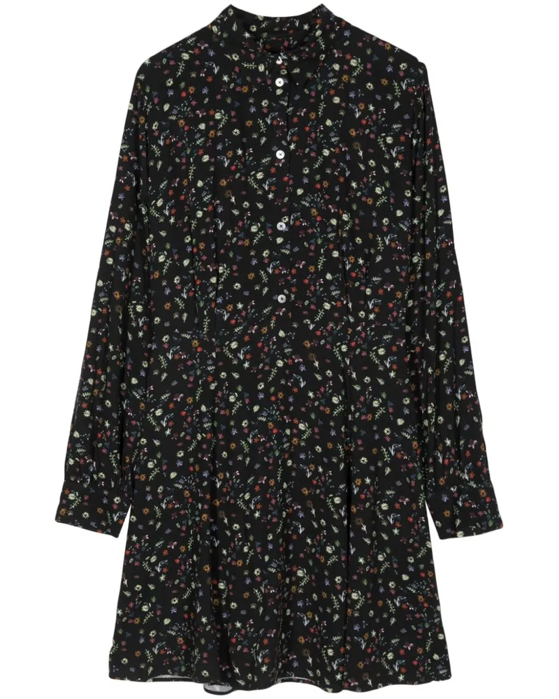 Paul Smith Kleid mit Streifen und floralem Print - Schwarz Schwarz