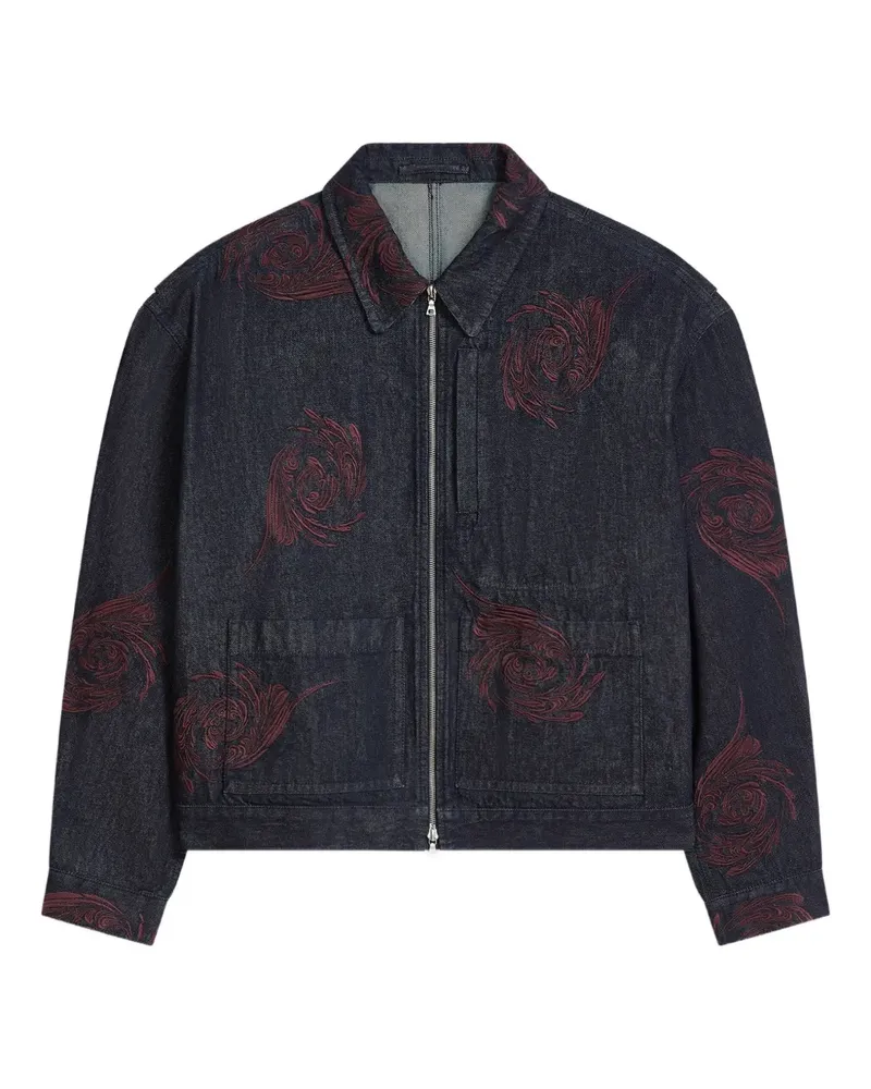 Dries van Noten Jeansjacke mit Blumenstickerei - Blau Blau
