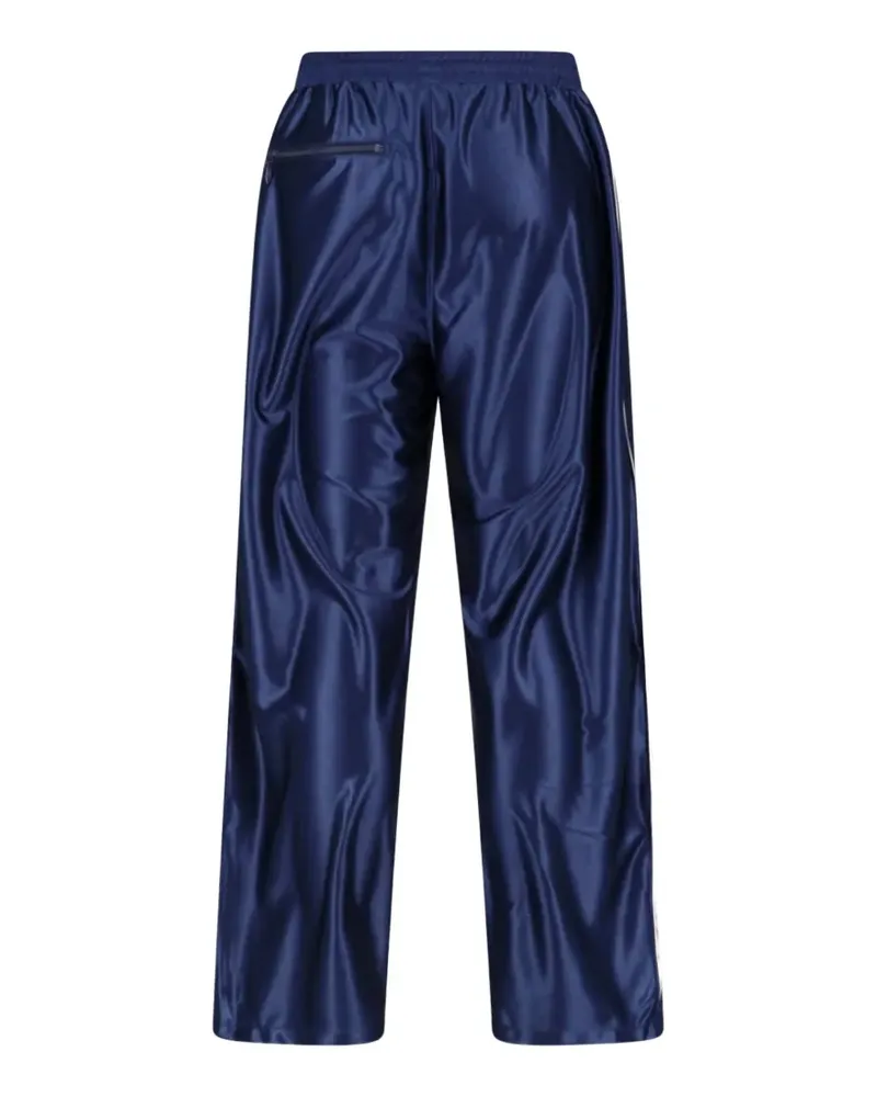 NEEDLES embroidered-butterfly satin track pants - Blau Blau