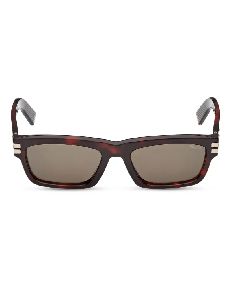 Ermenegildo Zegna rectangle-frame sunglasses - Braun Braun